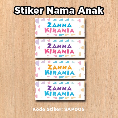 

Stiker Nama Anak Sekolah Colorful Triangle