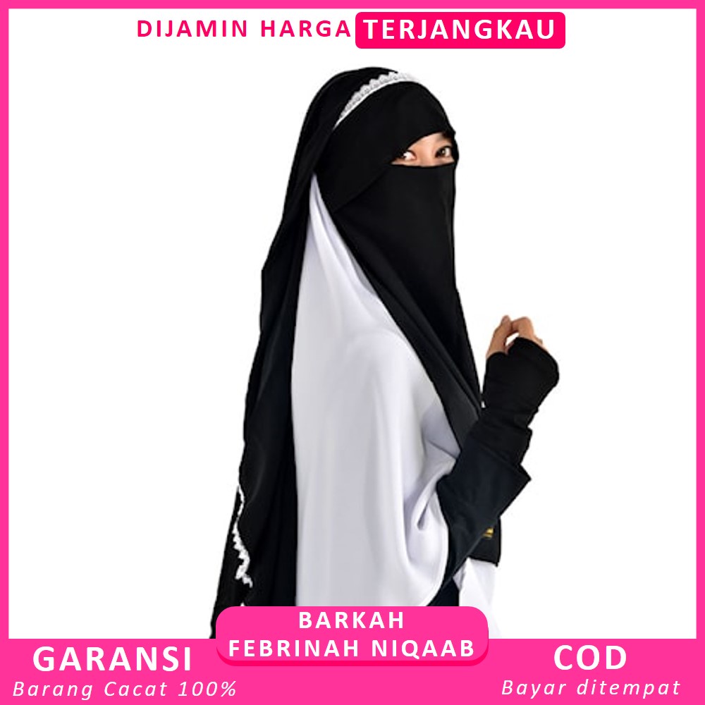 Cadar Niqab Hijab Niqob Jilbab Nikab Nikob Niqop Khimar Muslim Saudia Arab Cadar Poni Renda Putih Ca
