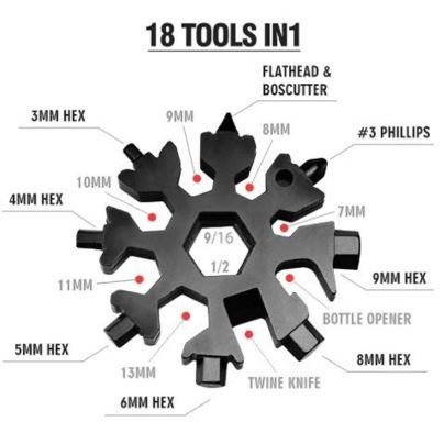 18in1 Gantungan Kunci Obeng Snowflake Bentuk Salju Portable Multi Functional Wrench Tool Stainless Steel Keychain