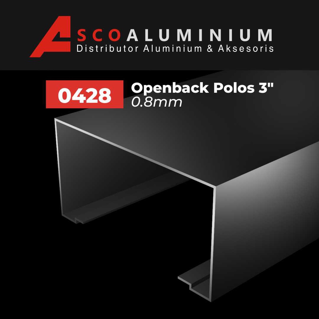 Aluminium Openback Polos Profile 0428 kusen 3 inch