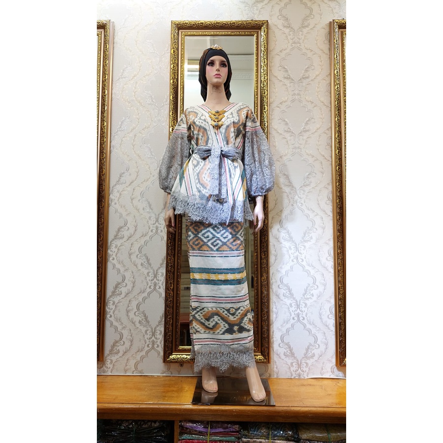 BAJU SETELAN WANITA TENUN ASLI TERBARU BAJU SETELAN TENUN MIX BROKAT KEKINIAN BAJU PESTA BROKAT BISA