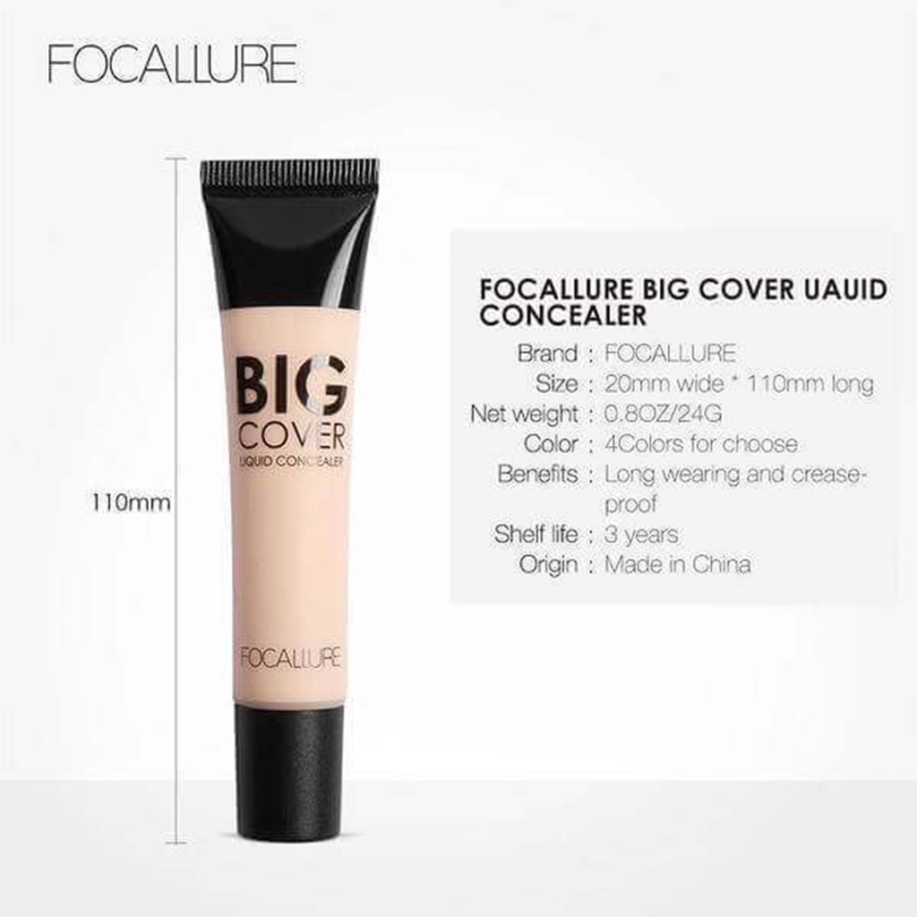 ❤ BELIA ❤ FOCALLURE Big Cover Liquid Concealer FA31 | Tahan Lama | Waterproof | High Pigmented | Full Coverage | BPOM