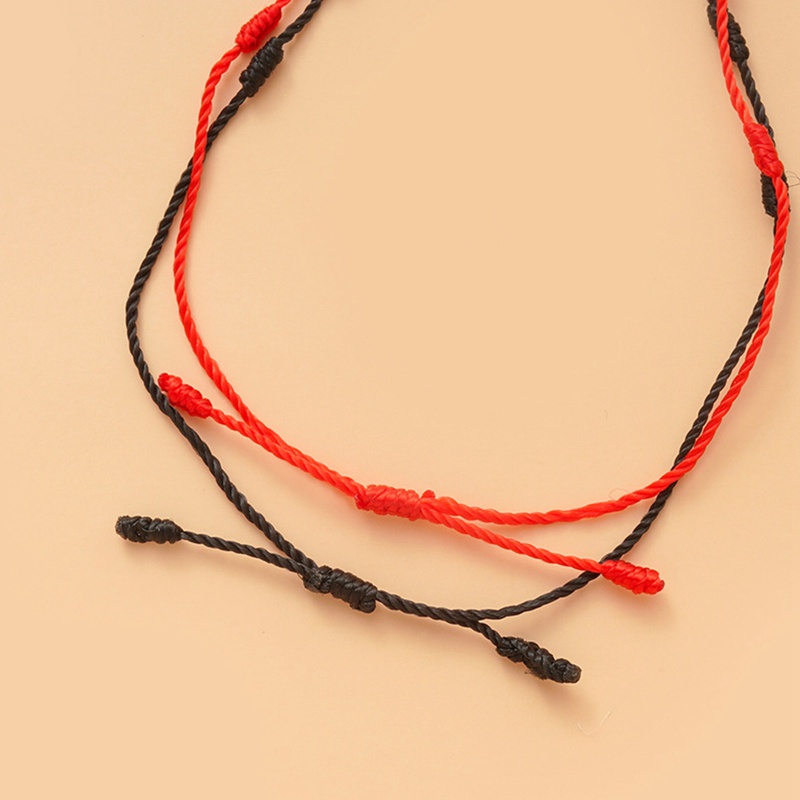 Fancyqube 2pcs / Set Gelang Jimat Tali Merah 7 Simpul Mata Iblis Dapat Disesuaikan Untuk Pria Dan Wanita