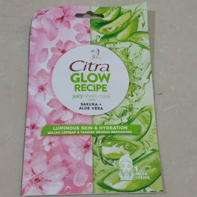 Jual Citra Glow Recipe juicy sheet mask sakura+aloe Vera 25gr Shopee