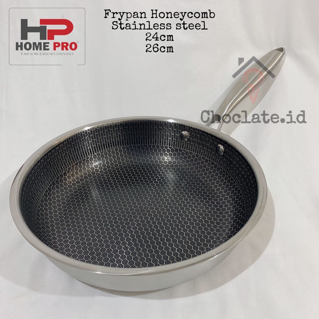 Home Pro Frypan Wajan Stainless Steel Honeycomb