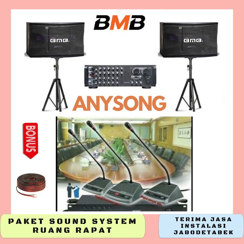 Paket Sound System Ruang Rapat BMB ANYSONG 11 Mic Meja Wireless