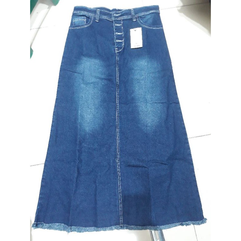 Rok Span Jeans Kancing Depan Size 31-34