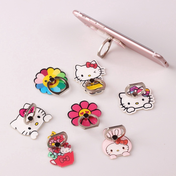 1pc Ring Holder Bentuk Hello Kitty Untuk Handphone Universal