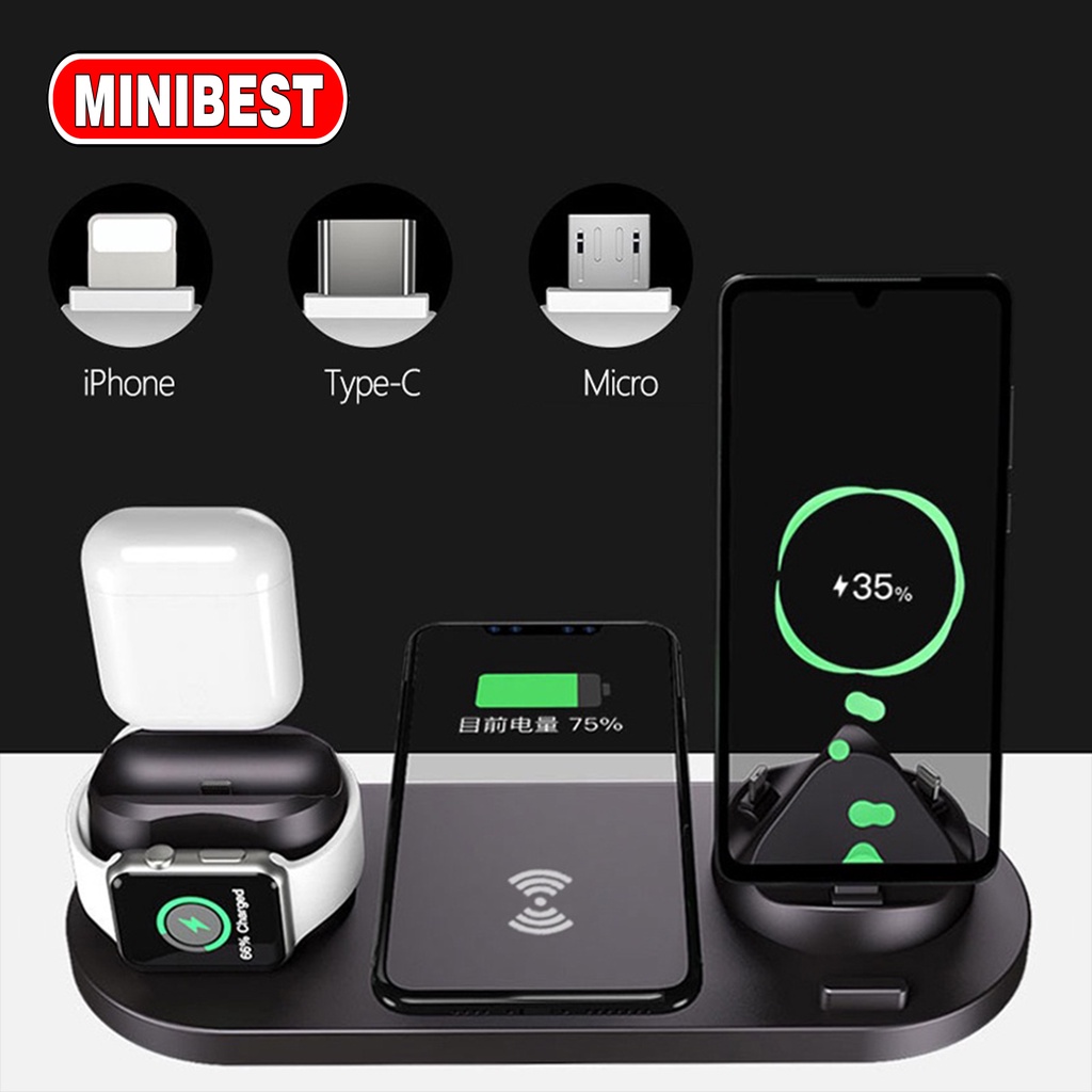 [MB] Wireless Charger 6 in 1 Fast Charging Universal Multifungsi