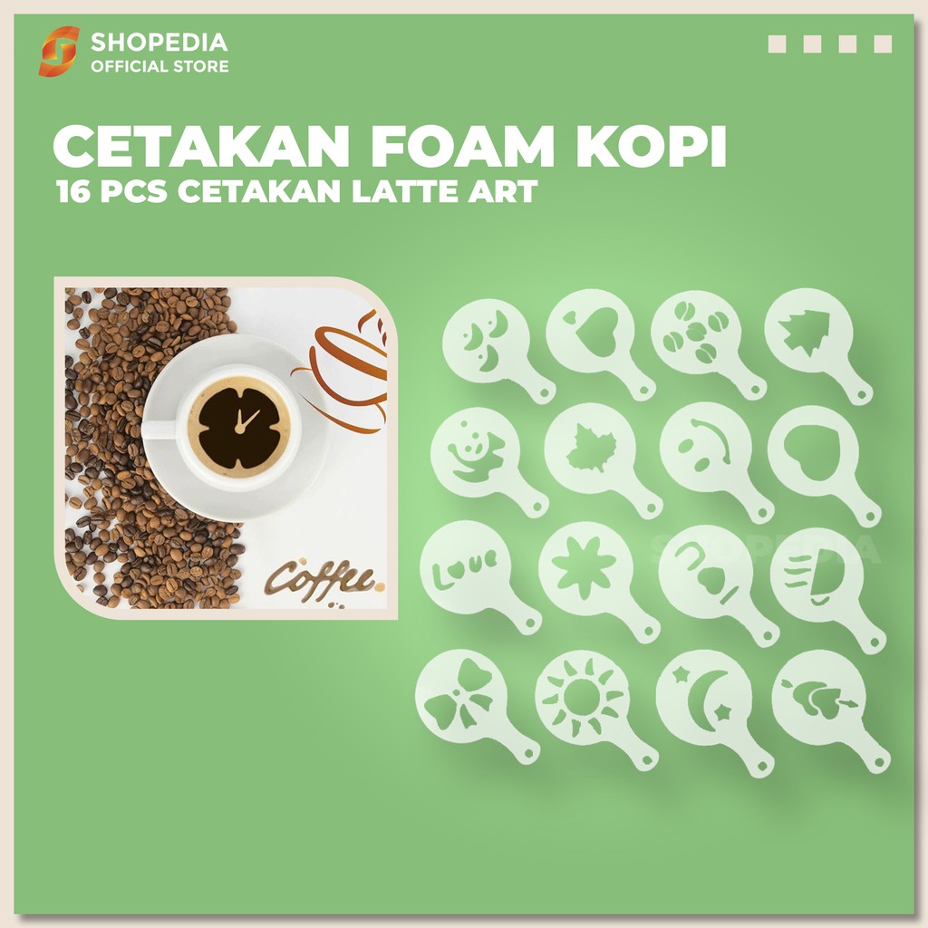 Cetakan Busa 16 Pcs Foam Kopi Latte Art Motif Lucu Shopee Indonesia