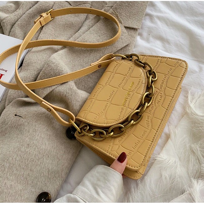 BJ42740 - BLACK/BROWN/YELLOW - TAS SLEMPANG TALI RANTAI RANSEL IMPORT TAS WANITA FASHION IMPORT MODIS ELEGAN TERMURAH TERLARIS TERBARU BAGSTORE JAKARTA TAS BATAM BQ2740 LT1793