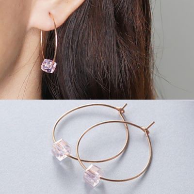 ANTING HOOPS WANITA KEKINIAN ALA KOREA KOMBINASI KRISTAL MISS  60