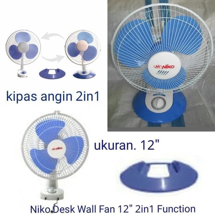 Kipas Angin 2In1 Niko NKDW 12 N / Twindog Desk Wall Fan 12 Inch Meja &amp; Tembok