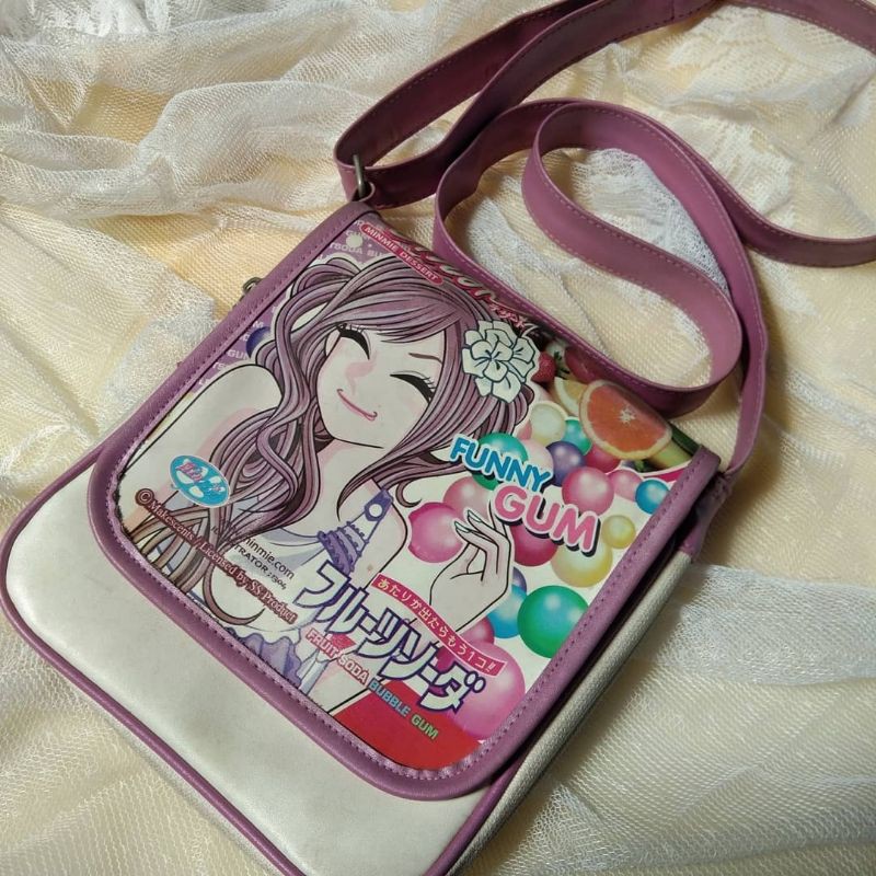 Tas wanita selempang tas korea tas minmie tas ungu pastel ungu muda purple