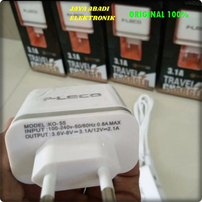 J35 FLECO ORIGINAL 3A MICRO USB ADAPTOR SUPER FAST CHARGING CAS CASAN TRAVEL CHARGER CHARGE FLASH ADAPTER ADAPTIVE POWER BISA UNTU SEGALA MEREK HANDPHONE DAN YANG SUPPORT CHARGING HARGA TERJANGKAU TETAPI BARANG BERKUALITAS SANGAT REKOMENDASI BANGET