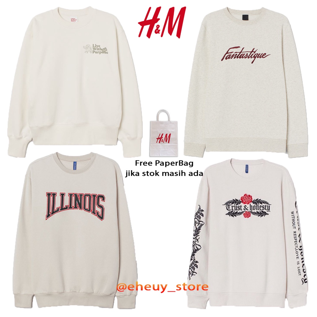 Crewneck H&amp;M ILLINOIS FANTASTIQUE TRUST HONESTY LIVE WITH PURPOSE CREWNECK H&amp;M CREAM SWEATER H&amp;M ORI