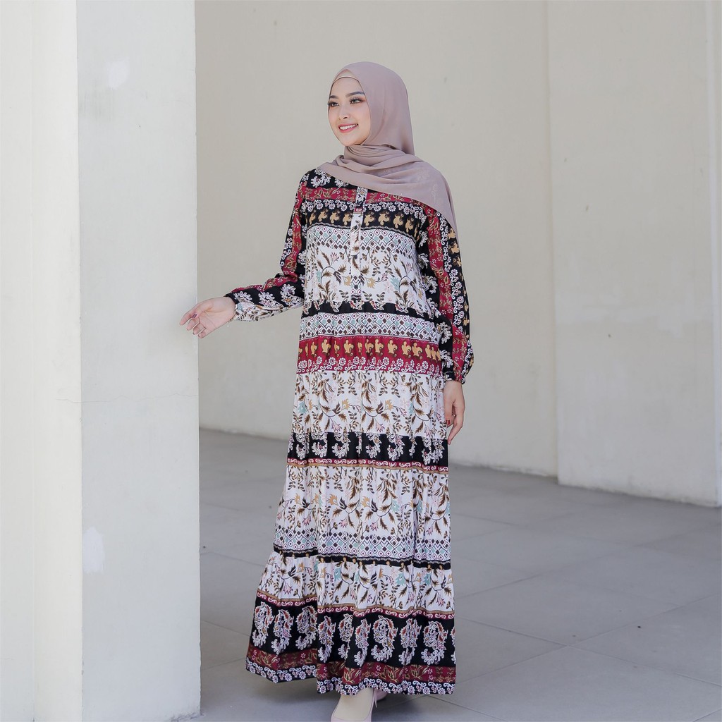 Homey Dress Aluna By Reyscarf Gamis Dewasa Luxury Bahan Rayon Viscose Premium Exclusive Adem Nyaman Dipakai  I  Bisa Cod