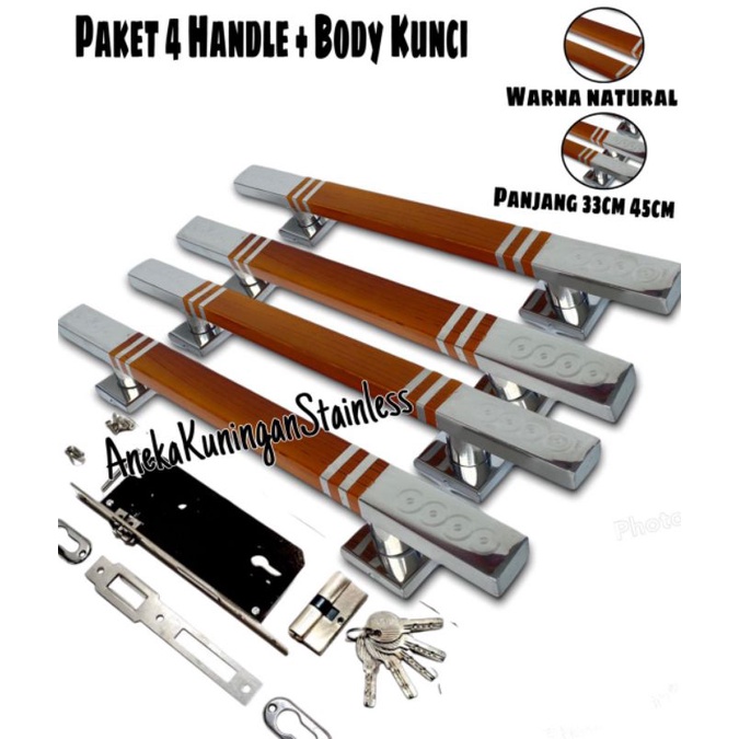 Paket Handle pintu rumah 45cm dan 33cm body kunci pelor murah minimalis Tarikan pintu  Gagang pintu rumah stainless hendel handel pintu rumah