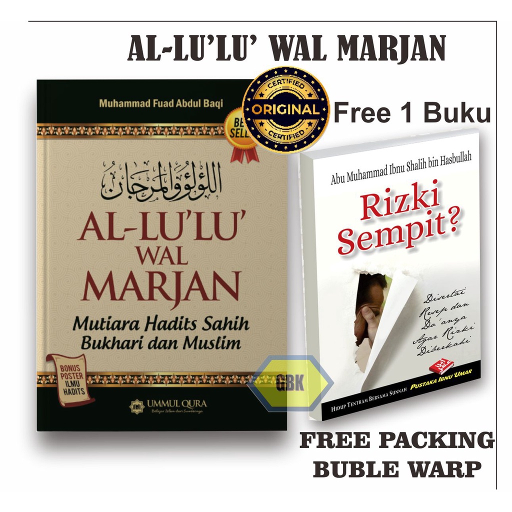 Al Lulu wal Marjan - Mutiara Hadits Sahih Bukhari dan Muslim Penerbit Ummul Qura (Free 1 Buku Rezeki Sempit?)