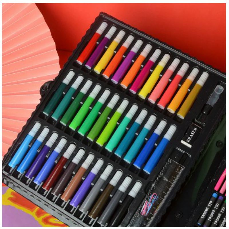 Pensil Warna Crayon ISI 150PCS Set Anak Spidol Warna Alat Gambar Lengkap Mewarnai Pastel Lukis  MS88