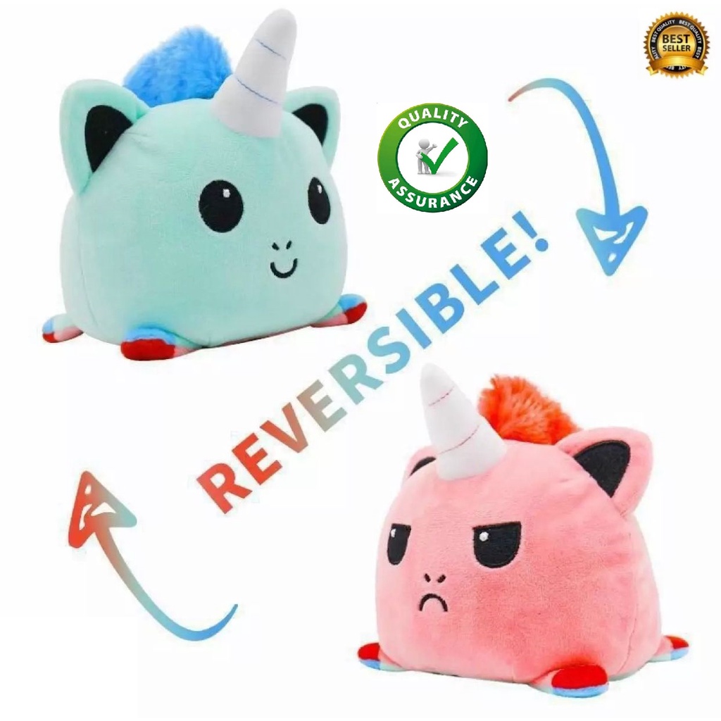 Boneka reversible unicorn / 2 EKSPRESI BOLAK BALIK / Berubah Ekspresi