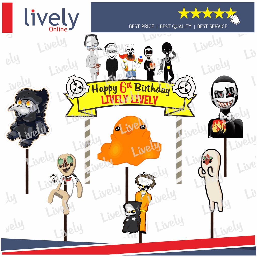 CUSTOM NAMA CAKE TOPPER KARAKTER SCP HIASAN KUE ULANG TAHUN HAPPY BIRTHDAY