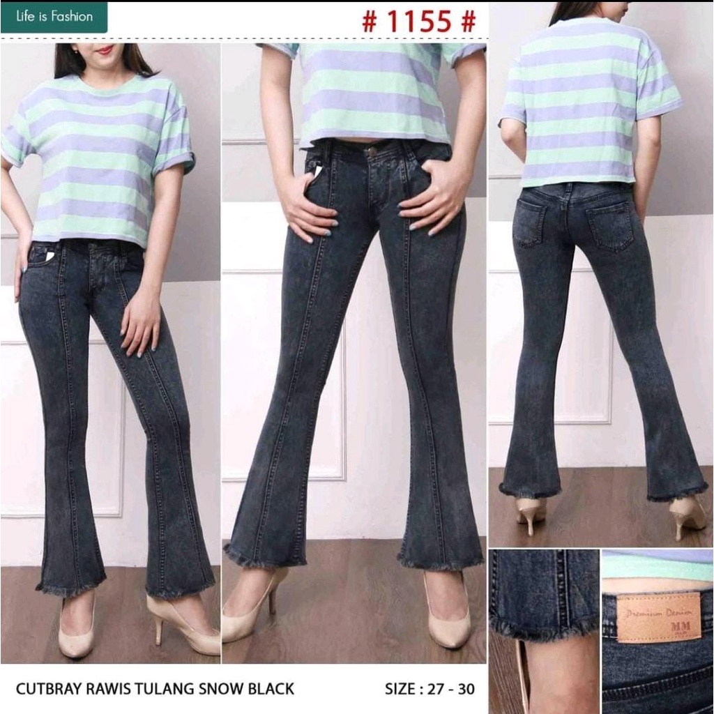 Celana Panjang Jeans Wanita Cutbray Tulang Rawis 27-30 31-34 Bisa Bayar Ditempat(COD)