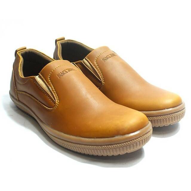 SEPATU PRIA BLACK MASTER ALBINO SLIP ON TAN KULIT ASLI