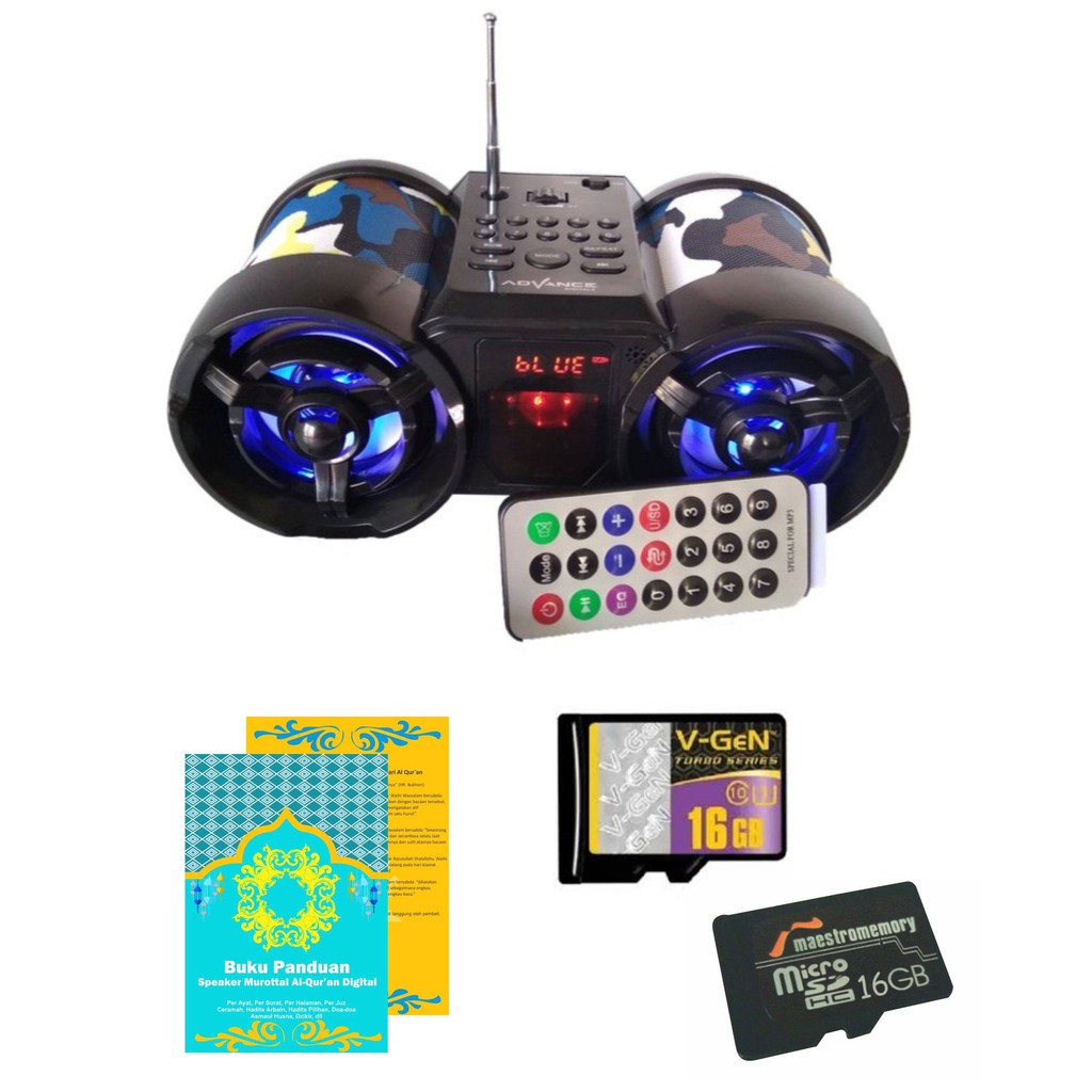 Speaker Murottal Al Qur'an 16GB advance Tp666bt Bluetooth + Remote