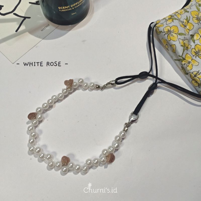 KONEKTOR MASKER MANIK PEARL / HIJAB KONEKTOR-White rose