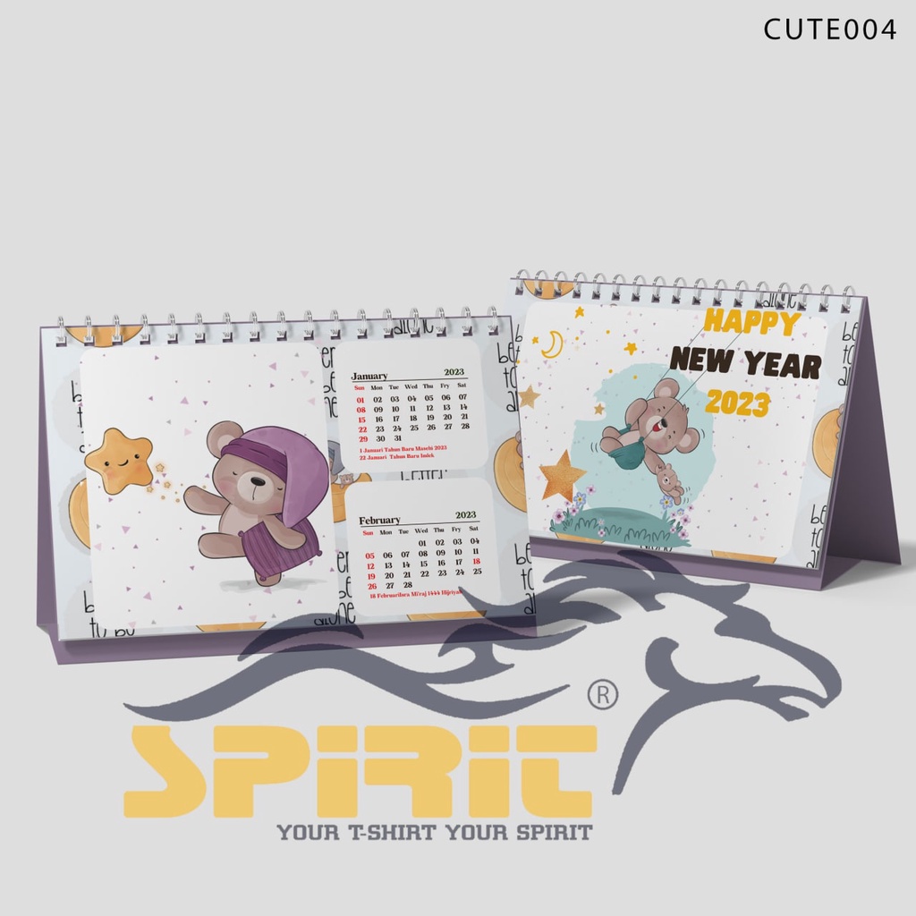 

Kalender Duduk / Kalender Meja Tahun 2023 Desian Beruang