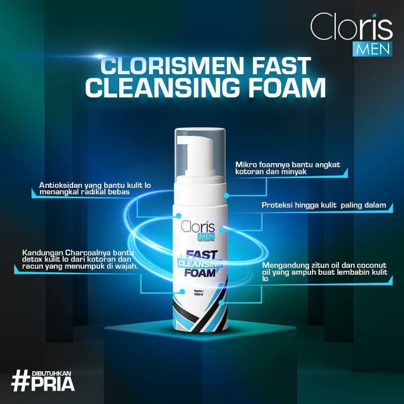 Sabun Pencerah Pemutih Wajah Pria Clorismen Fast Cleansing Foam Sabun Muka Pria Cloris Men C4