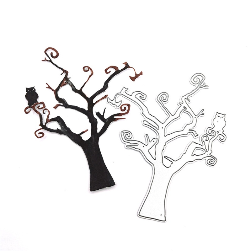 Cetakan Stensil Cutting Dies Motif Pohon Halloween Bahan Metal Untuk Scrapbook / Craft DIY / Kartu