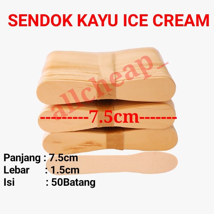 ISI 50pcs SENDOK GAGANG KAYU ES KRIM SPOON ICE CREAM KAYU ES CRIM