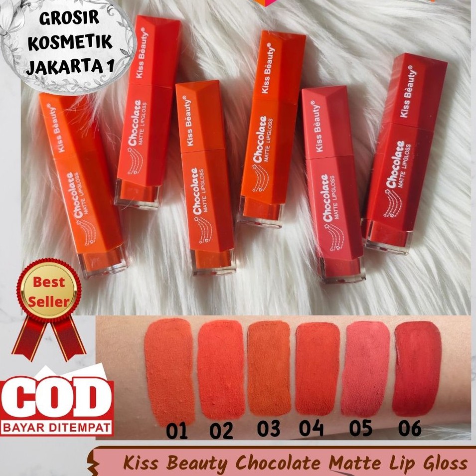 Kiss Beauty Chocolate Matte Lip Gloss - Lip stick cair Matte Kiss Beauty seri Orange Lip Gloss Matte