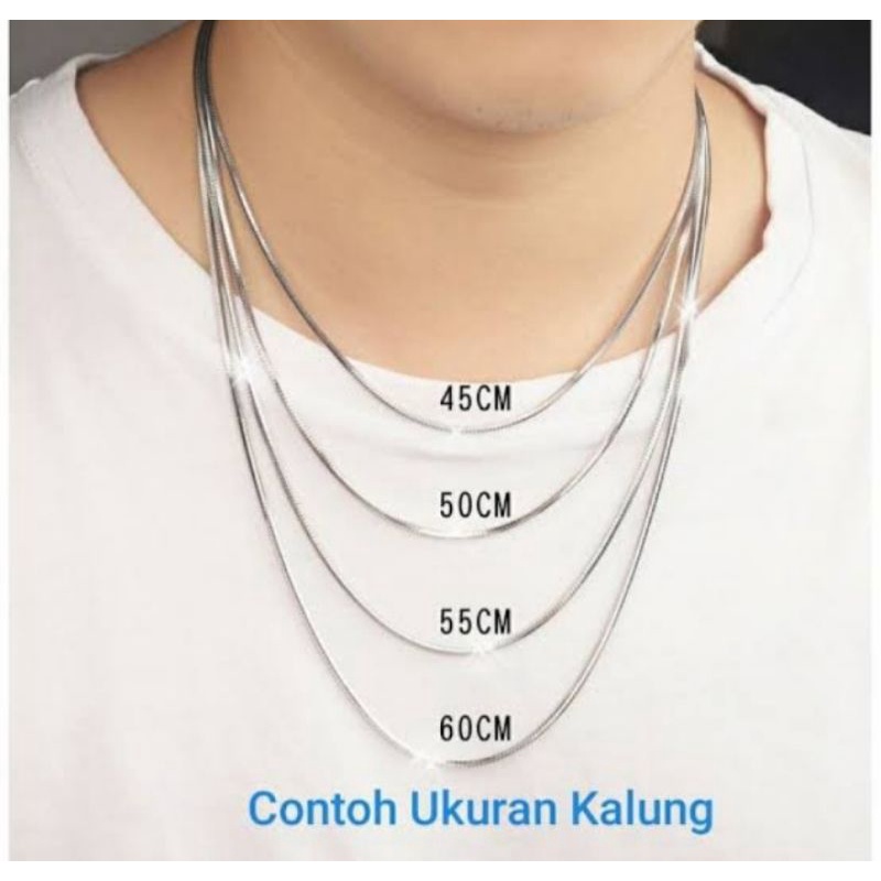 KALUNG  TITANIUM PRIA PIPIH silver TIDAK BERKARAT BAGUS