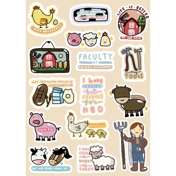 

[15 pcs] STIKER PETERNAKAN GLOSSY LUCU UNTUK HP, LAPTOP, JURNAL DLL