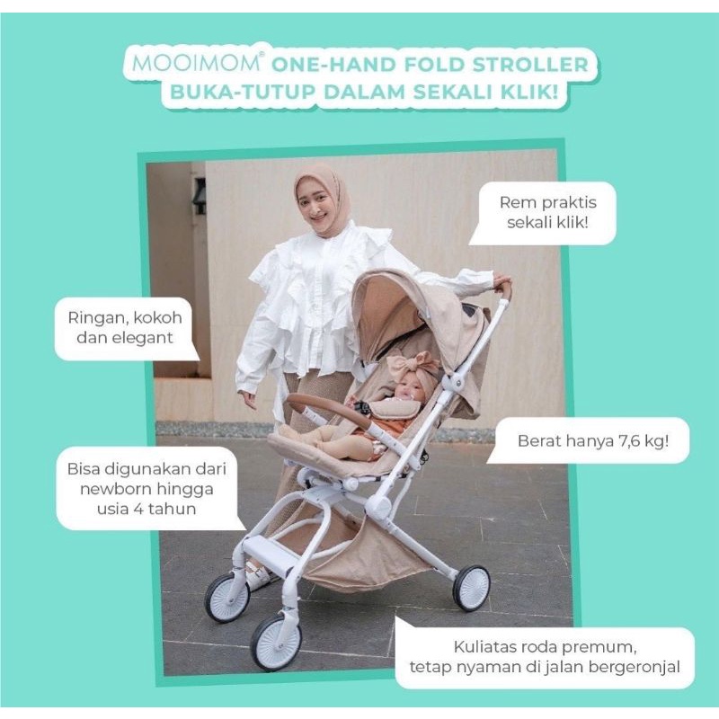 [READY STOCK] MOOIMOM One-Hand Fold Stroller - Kereta Dorong Bayi