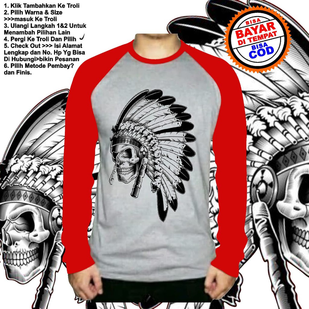 Kaos oblong lengan panjang SKULL SUKU Baju Lengan panjang Pria ATASAN COD KAOS DISTRO Tengkorak