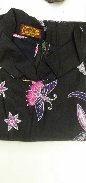 Batik Tunik Gloria Black Pakaian Kondangan Etnic Motif Kupu Kembang Exclusive