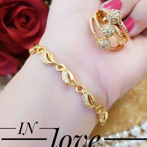 Xuping gelang dan cincin lapis emas 24k 1209l