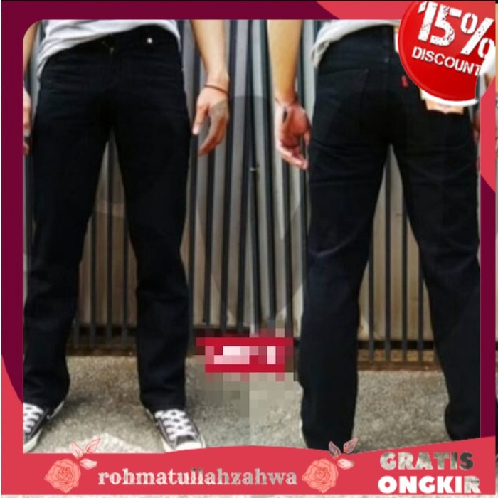 ❤♥️STOK READY♥️❤ celana jeans denim garmen levis standar panjang pria model distro baru - Hitam, 27