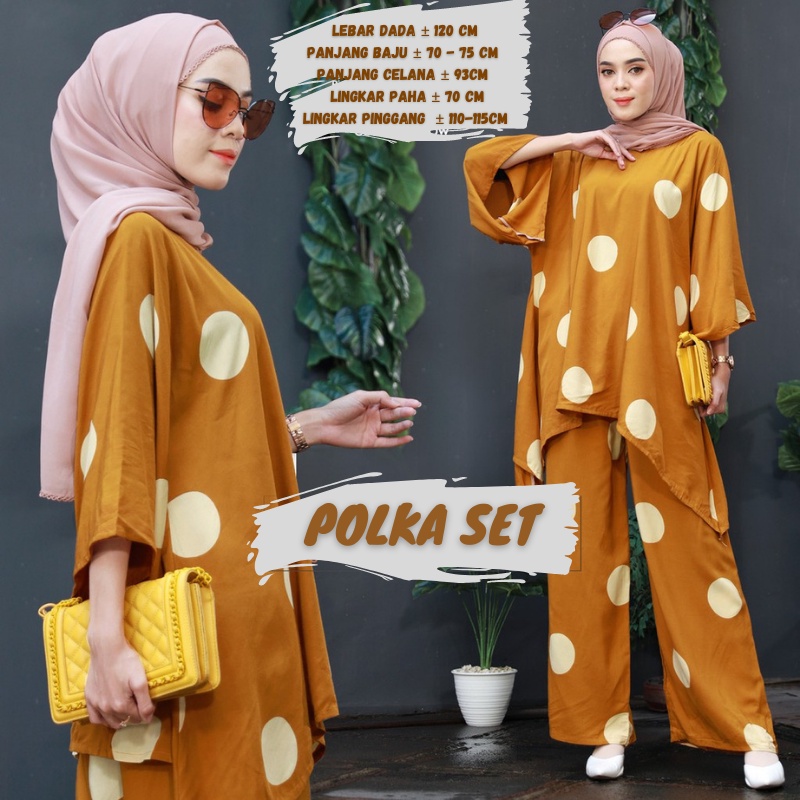 BAJU WANITA SETELAN TIE DIE DYE WAKA JUMBO SINTIA SET BUSUI ONE SET RAYON MOTIF KEKINIAN-POLKA KUNING