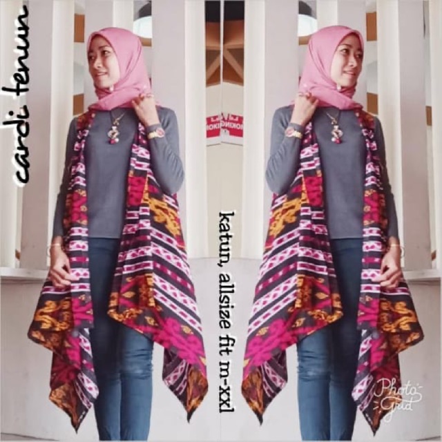 Vest vardigan bolero batik songket outer murah seragam jumbo cardi tenun warna warni