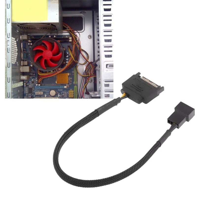 Btsg CRJ 15-Pin Male to 1per2 Fan Sleeve Power Adapter Cable Kabel Ekstensi Kipas CPU Motherboard Laptop 3pin/4pin