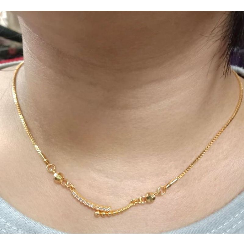 kalung set leontin//kalung perhiasan lapis emas//kalung permata