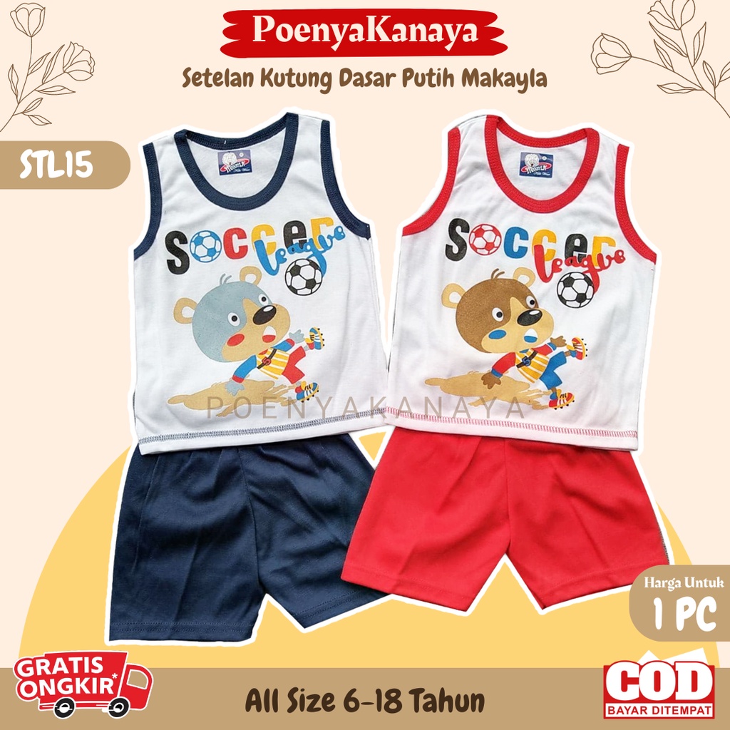 Setelan Baju Bayi Kutung Dasar Putih Makayla Size 6-18 Bulan STL15