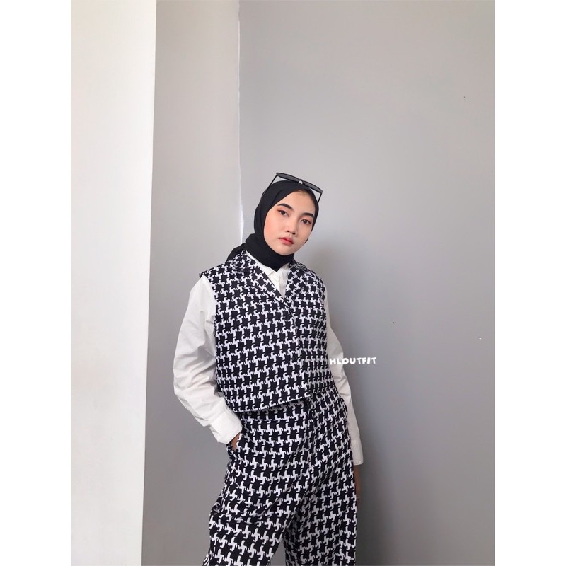 HL VEST HOUNDSTOOTH/ ONESET (REALPICT)