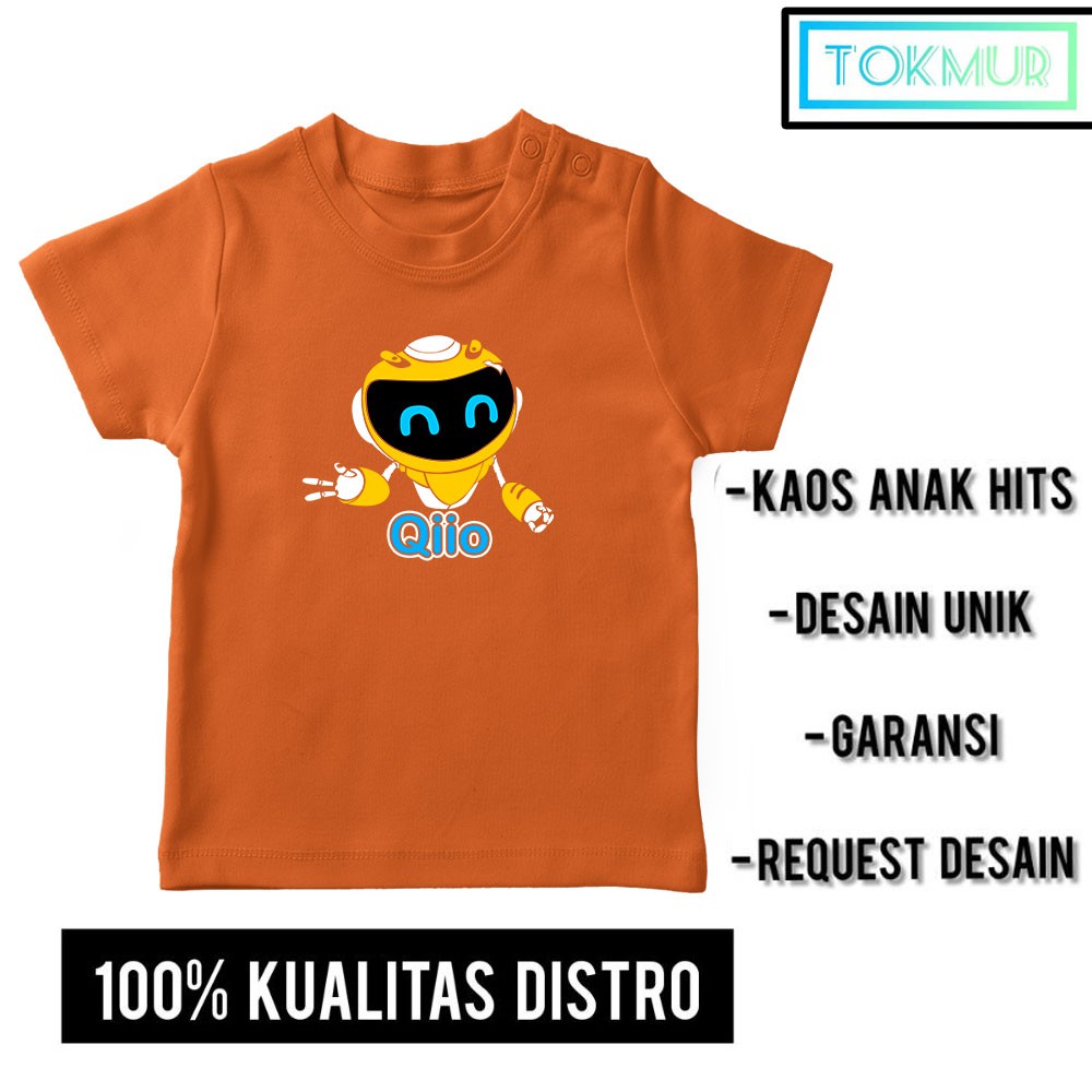 Kaos Anak Laki Laki Film Kartun Qiio Teman Robot Riko The Series Hitam Cotton Combad 30S Premium