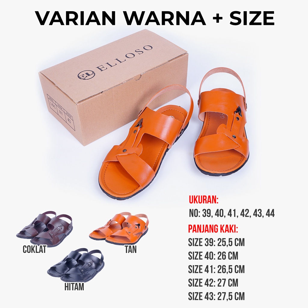 Sandal Kulit Pria Sendal Slop Keren Kekinian Casual Original Kulit Pu Pria Model Terbaru ESD05 Produk Ori Premium